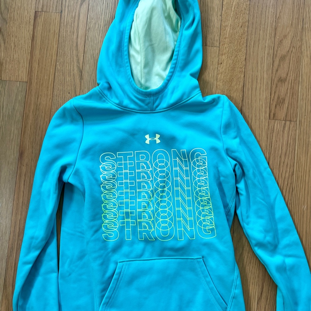Under Armour Coldgear Teal “Strong” Girls Hoodie